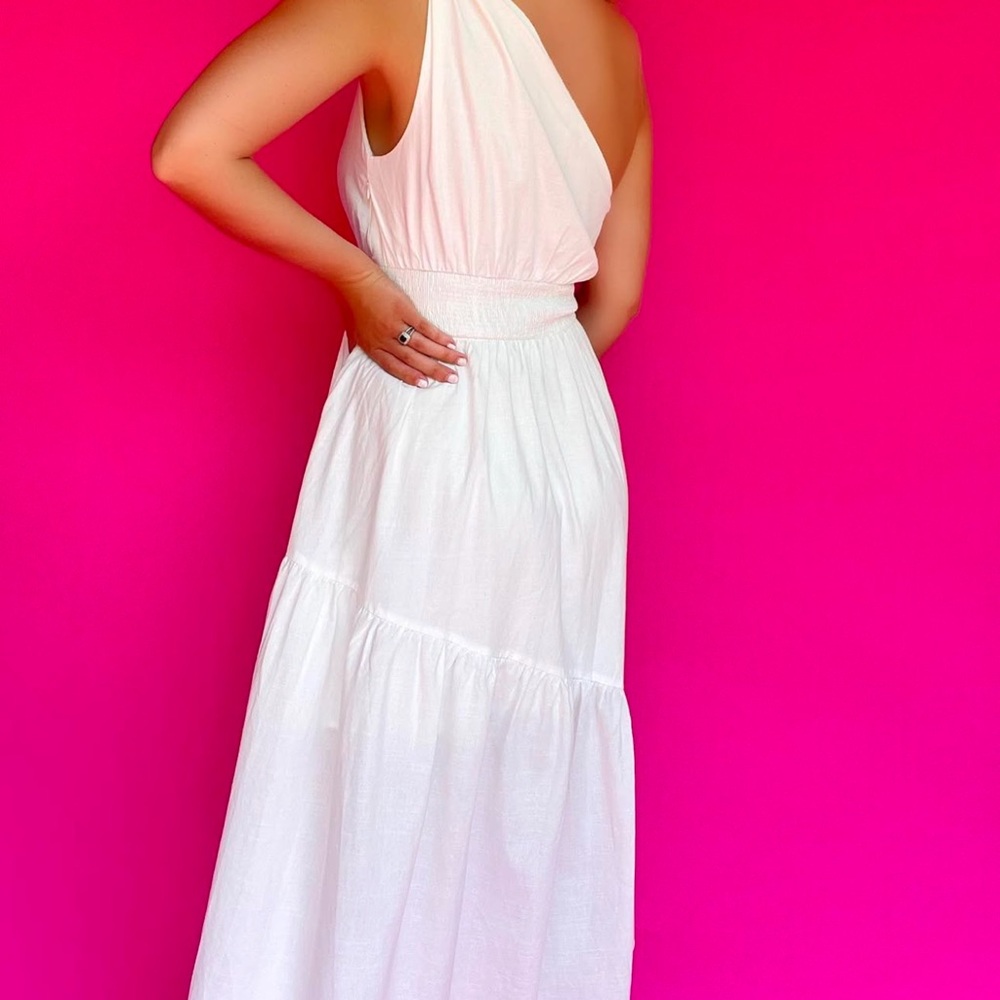 White one shoulder summer dress